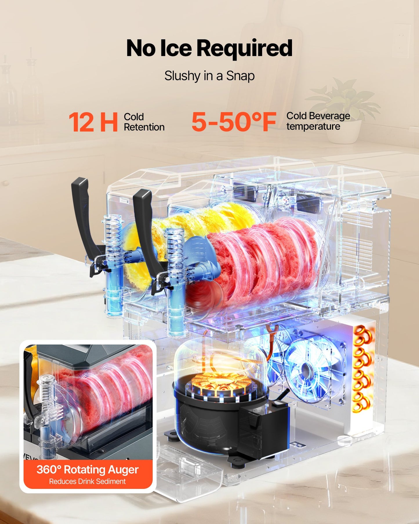 Máquina Slushy VEVOR 4L x 2 Tanques - Sem Gelo