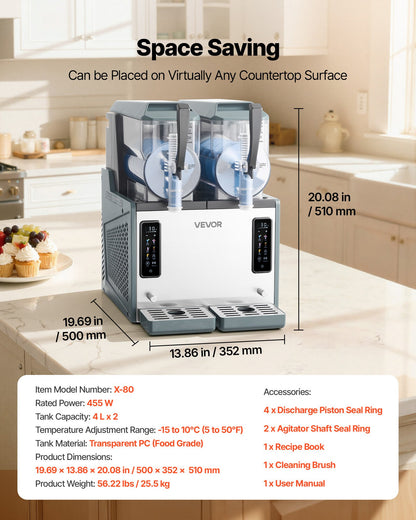 Máquina Slushy VEVOR 4L x 2 Tanques - Sem Gelo