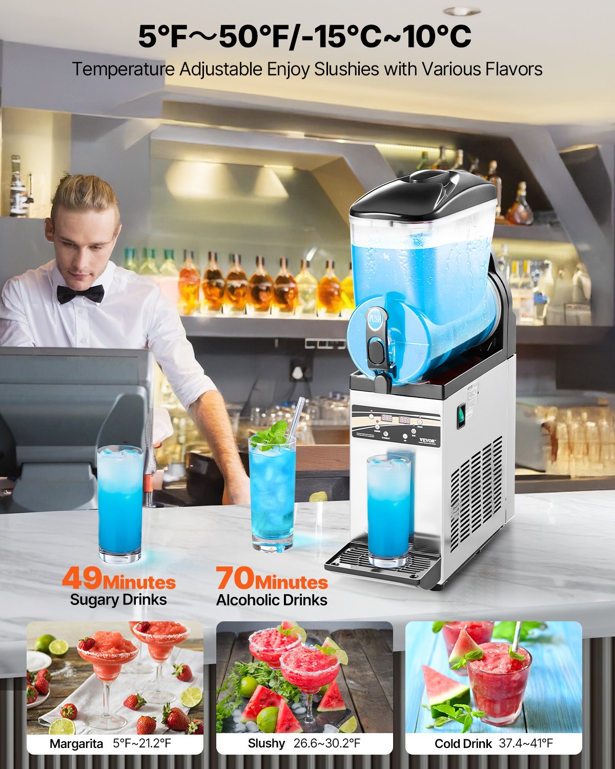 Máquina Profissional de Bebidas Geladas 15L VEVOR