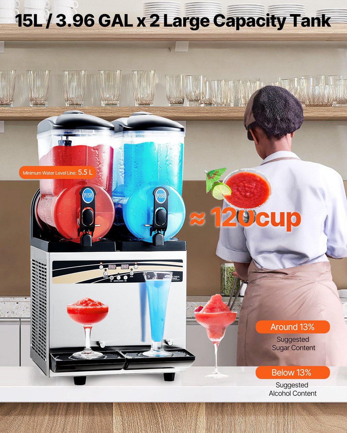 Máquina Slushy VEVOR 15Lx2