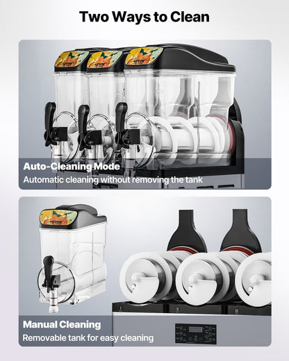 Máquina Slushy Tripla 15L VEVOR para Bebidas Congeladas