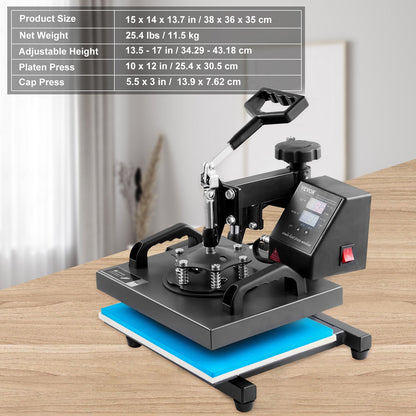 Prensa Térmica VEVOR 2 em 1 250x300mm para Sublimação