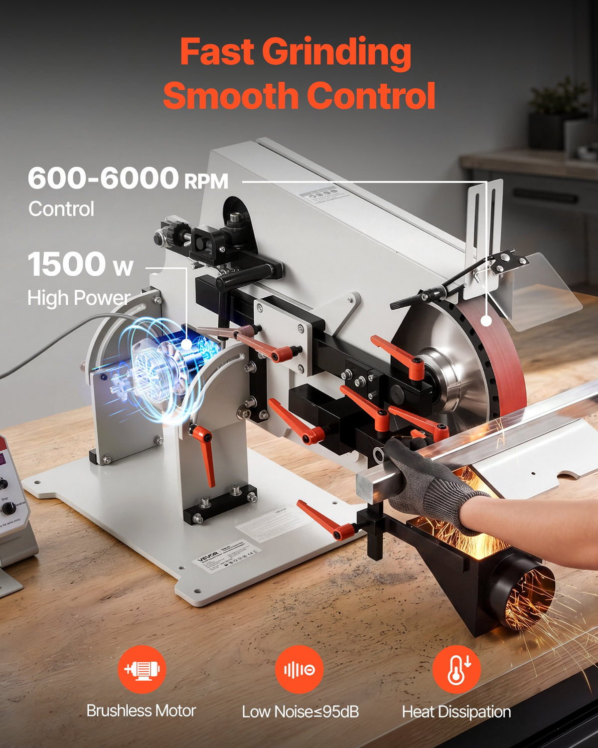 Moinho de Correia VEVOR 1500W com Velocidade Variável