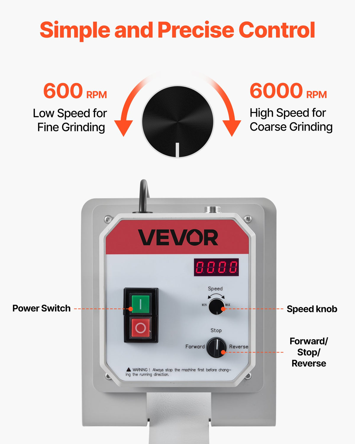 Moinho de Correia VEVOR 1500W com Velocidade Variável