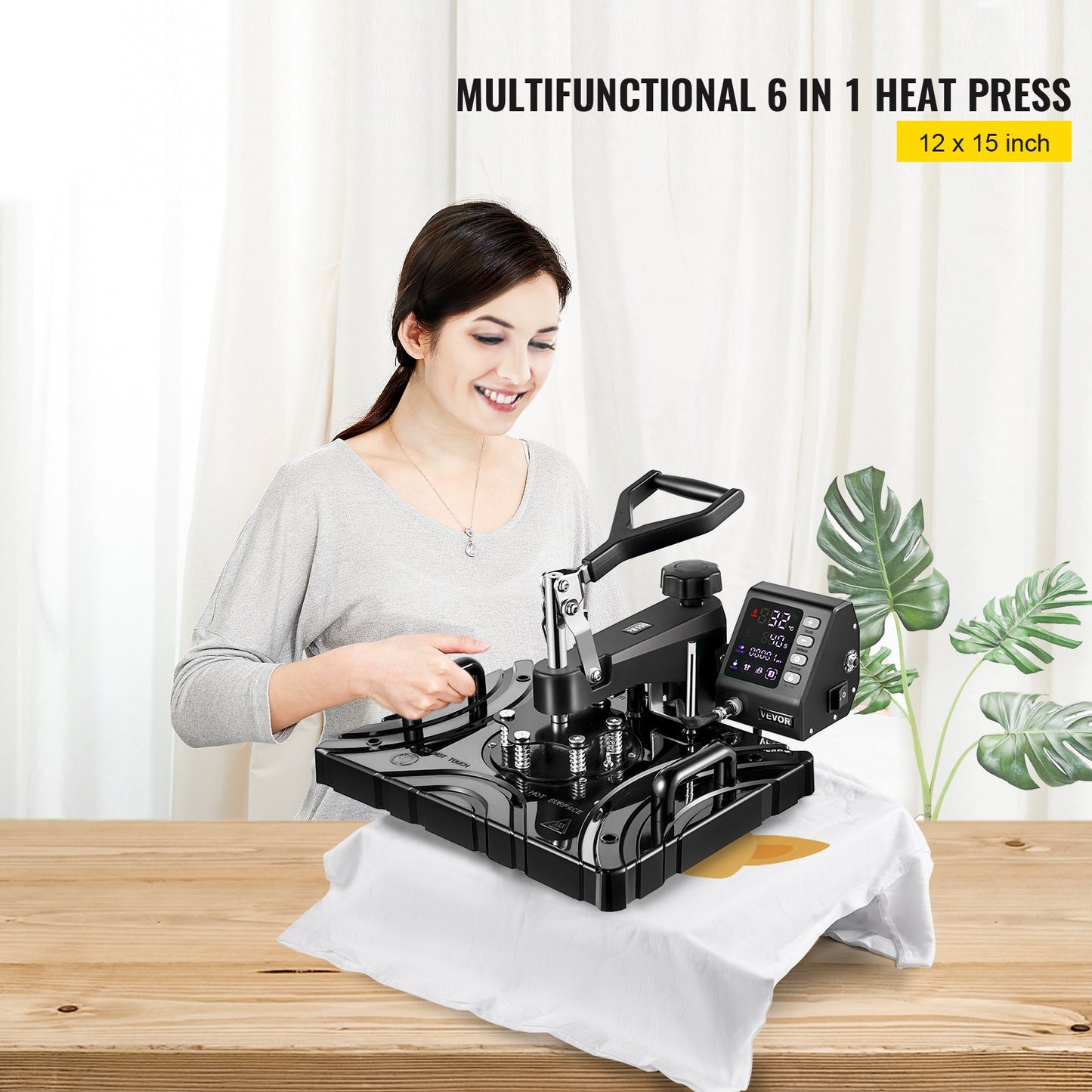 Prensa Térmica 6 em 1 VEVOR 12x15 Polegadas 1000W
