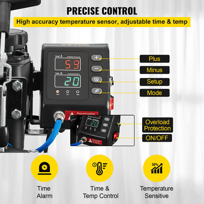 Prensa Térmica VEVOR 10 em 1 1000W para Sublimação