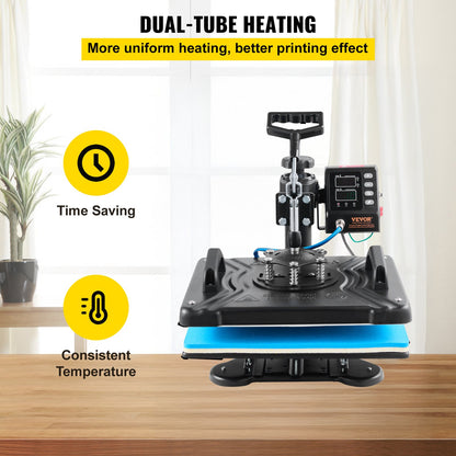Prensa Térmica 10 em 1 VEVOR 1000W com Rotação 360°