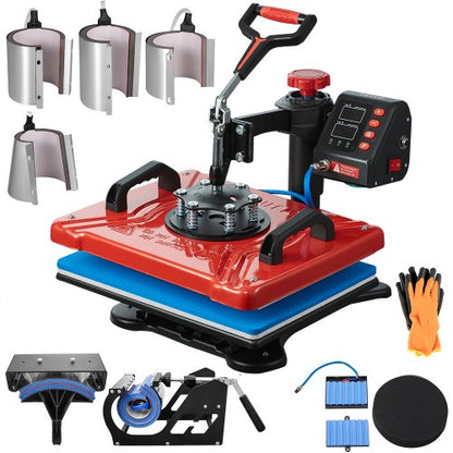 Prensa Térmica 10 em 1 VEVOR 1000W com Rotação 360°
