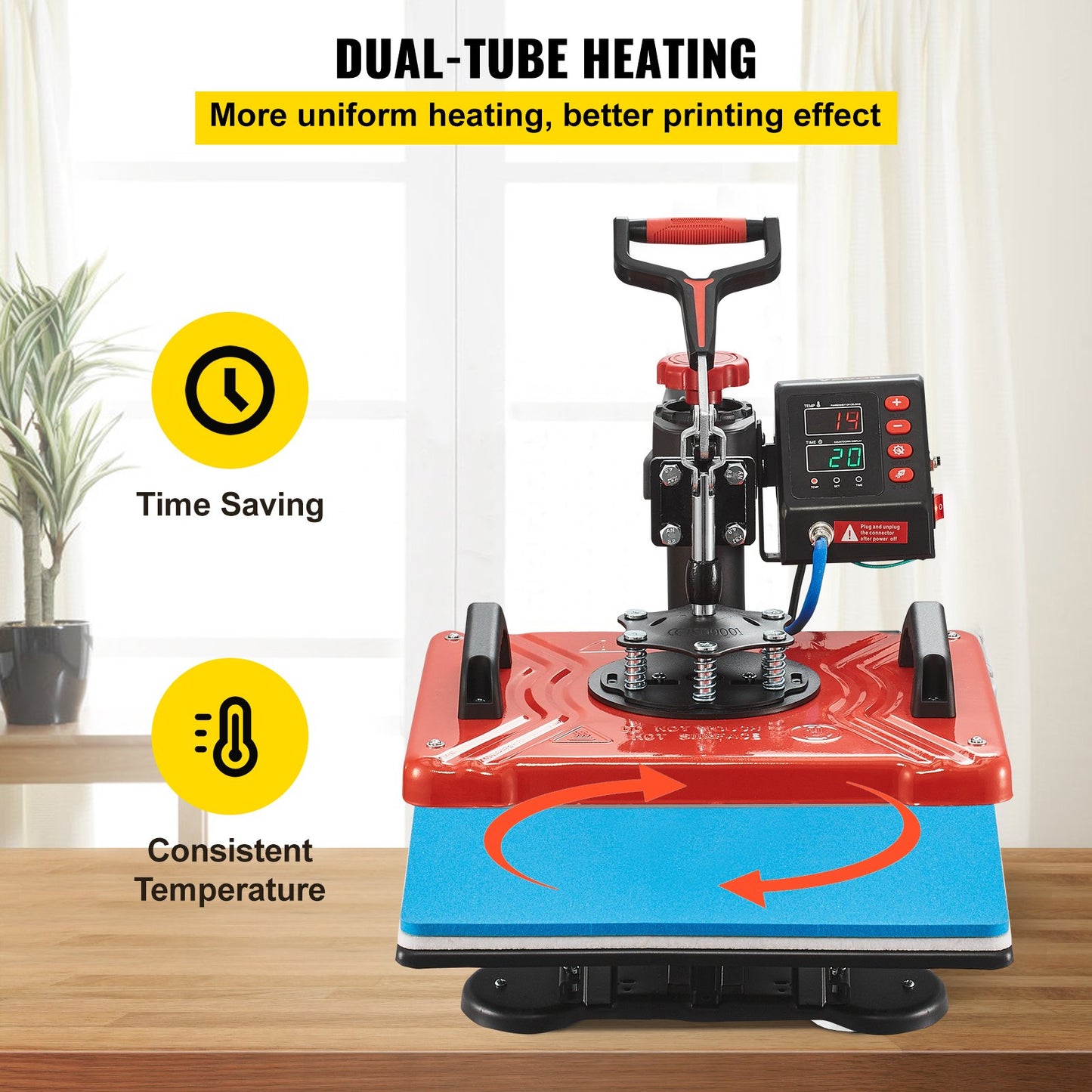 Prensa Térmica 10 em 1 VEVOR 1000W com Rotação 360°