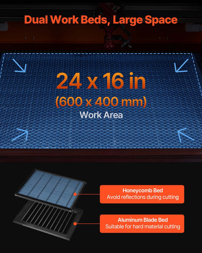 Gravadora Laser CO2 VEVOR 60W 600x400mm com Assistência de Ar
