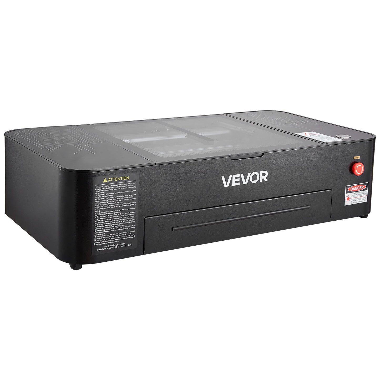 Gravadora Laser CO2 VEVOR 55W com Câmara 16MP e Eixo Rotativo