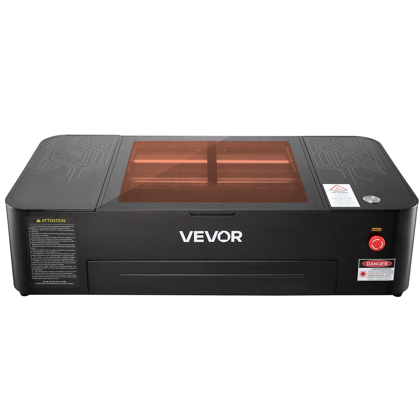 Gravadora Laser CO2 VEVOR 55W com Câmara 16MP e Eixo Rotativo