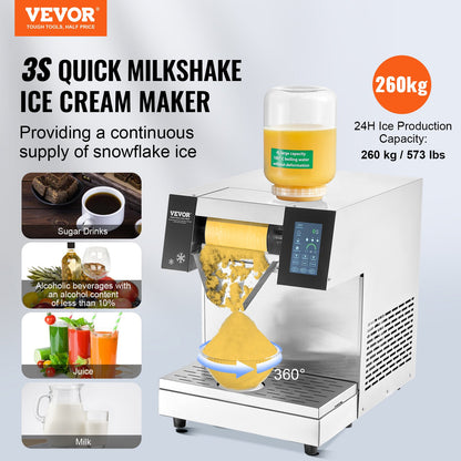Máquina de Gelo Floco de Neve Comercial VEVOR 573L/24H