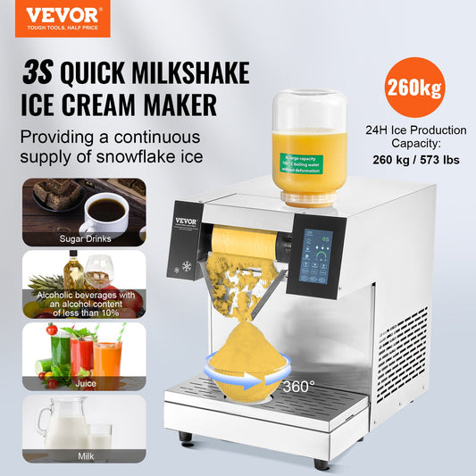 Máquina de Gelo Floco de Neve Comercial VEVOR 573L/24H