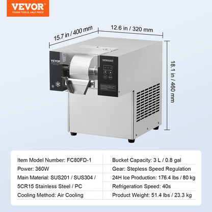 Máquina de Gelo Floco de Neve Comercial VEVOR 80kg/24h