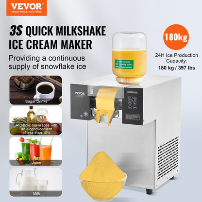 Máquina de Gelo Floco de Neve Comercial VEVOR 397L/24H