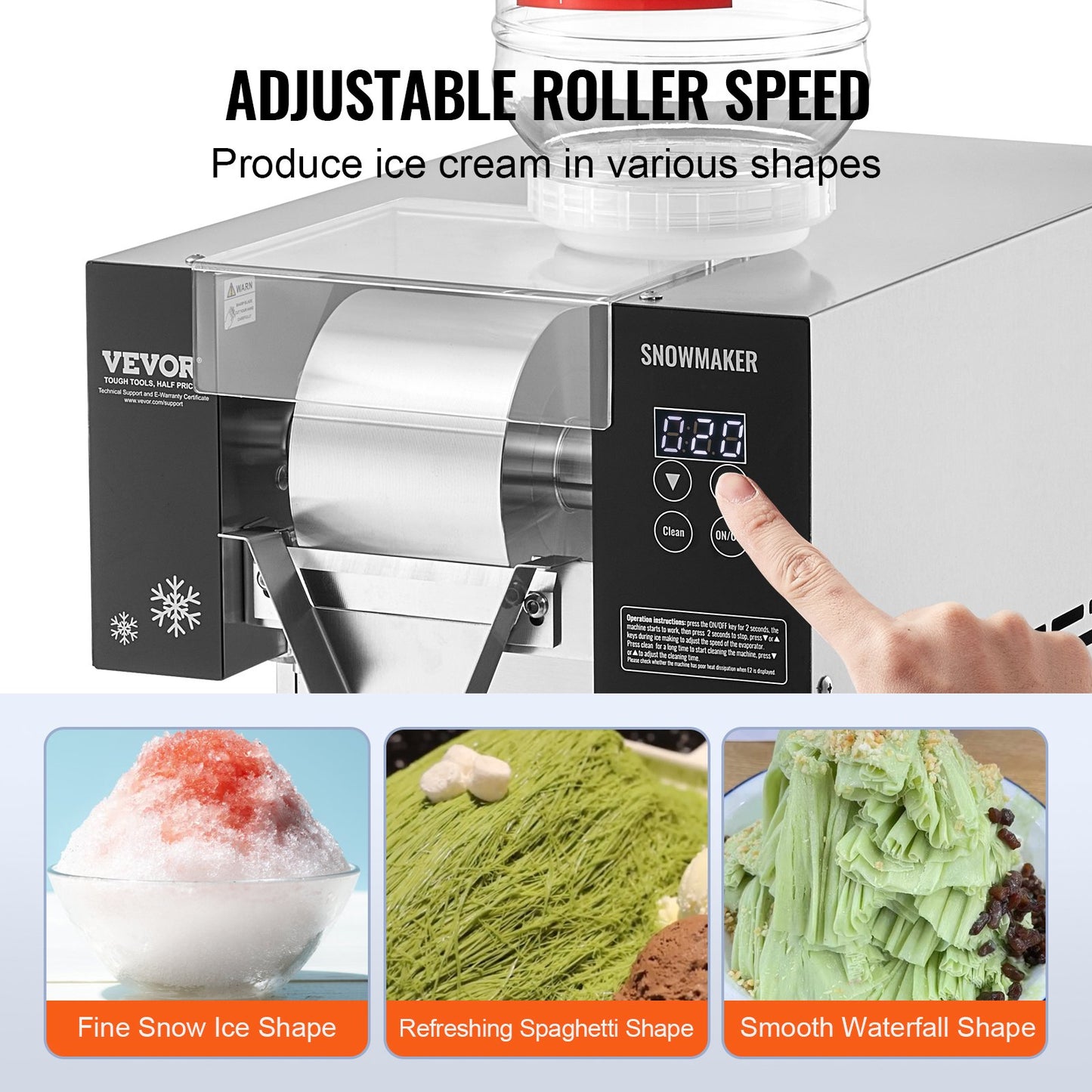 Máquina de Gelo Floco de Neve Comercial 375L/24H VEVOR