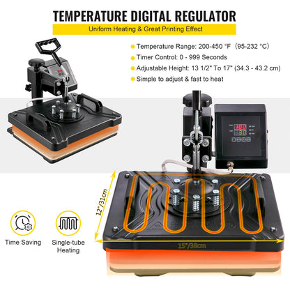 Máquina de Transferência Térmica 5 em 1 VEVOR 380x300mm