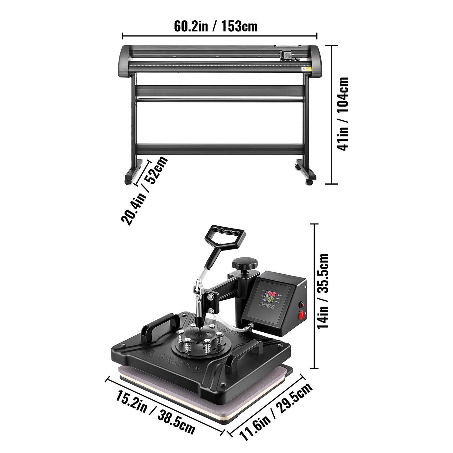 VEVOR 5 em 1 Prensa Térmica Digital e Recortadora Vinil 1350mm