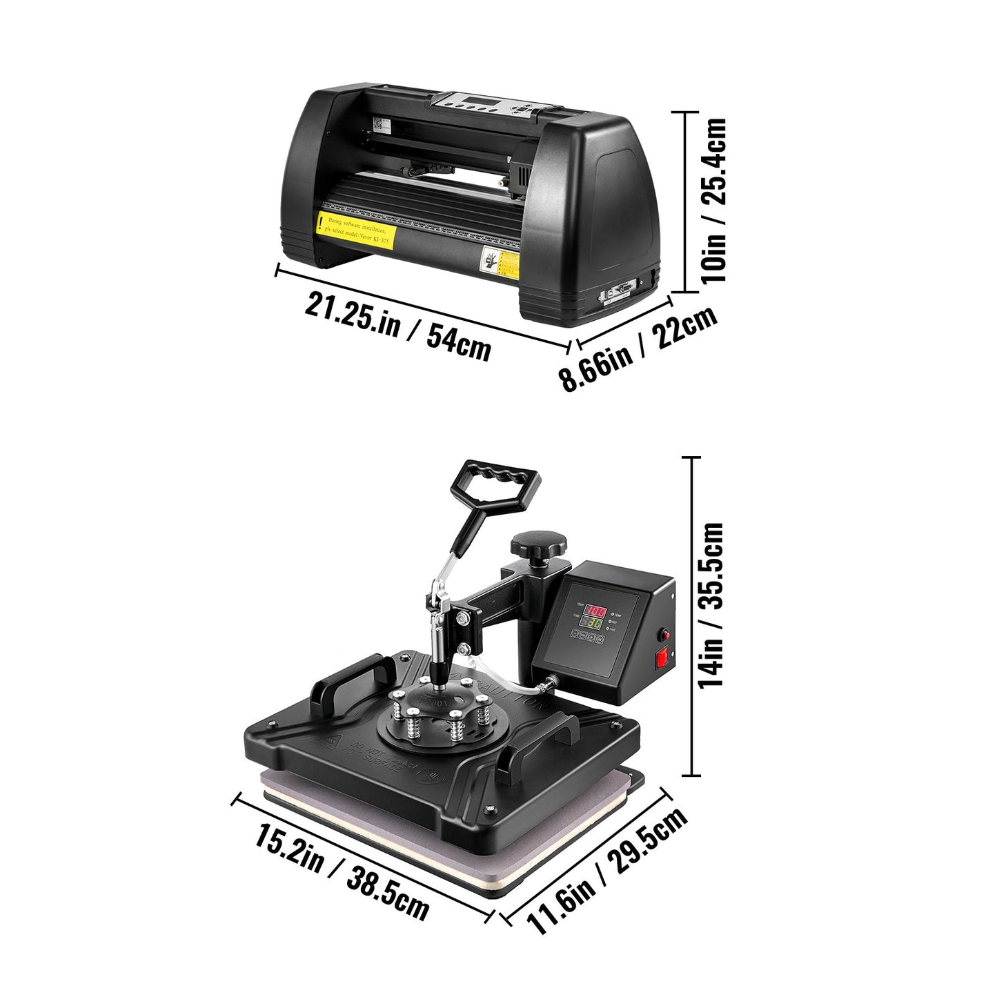 VEVOR 5 em 1 Prensa Térmica Digital + Cortador Vinil 14"