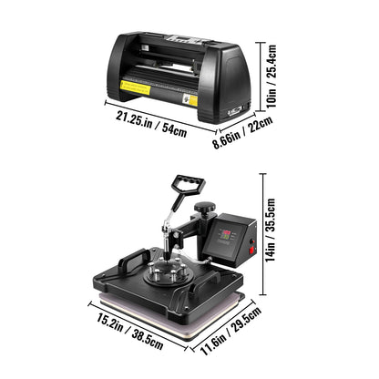 VEVOR 5 em 1 Prensa Térmica Digital + Cortador Vinil 14"
