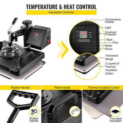 Máquina de Transferência Térmica 6 em 1 VEVOR 380x300mm