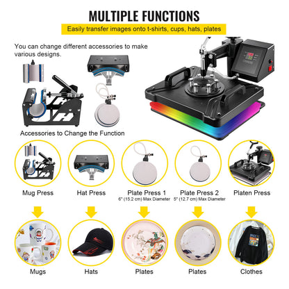 Máquina de Transferência Térmica 6 em 1 VEVOR 380x300mm