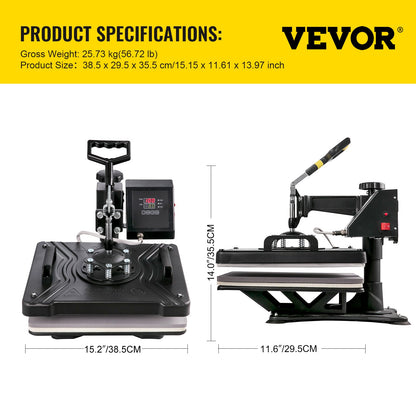 Máquina de Transferência Térmica 6 em 1 VEVOR 380x300mm