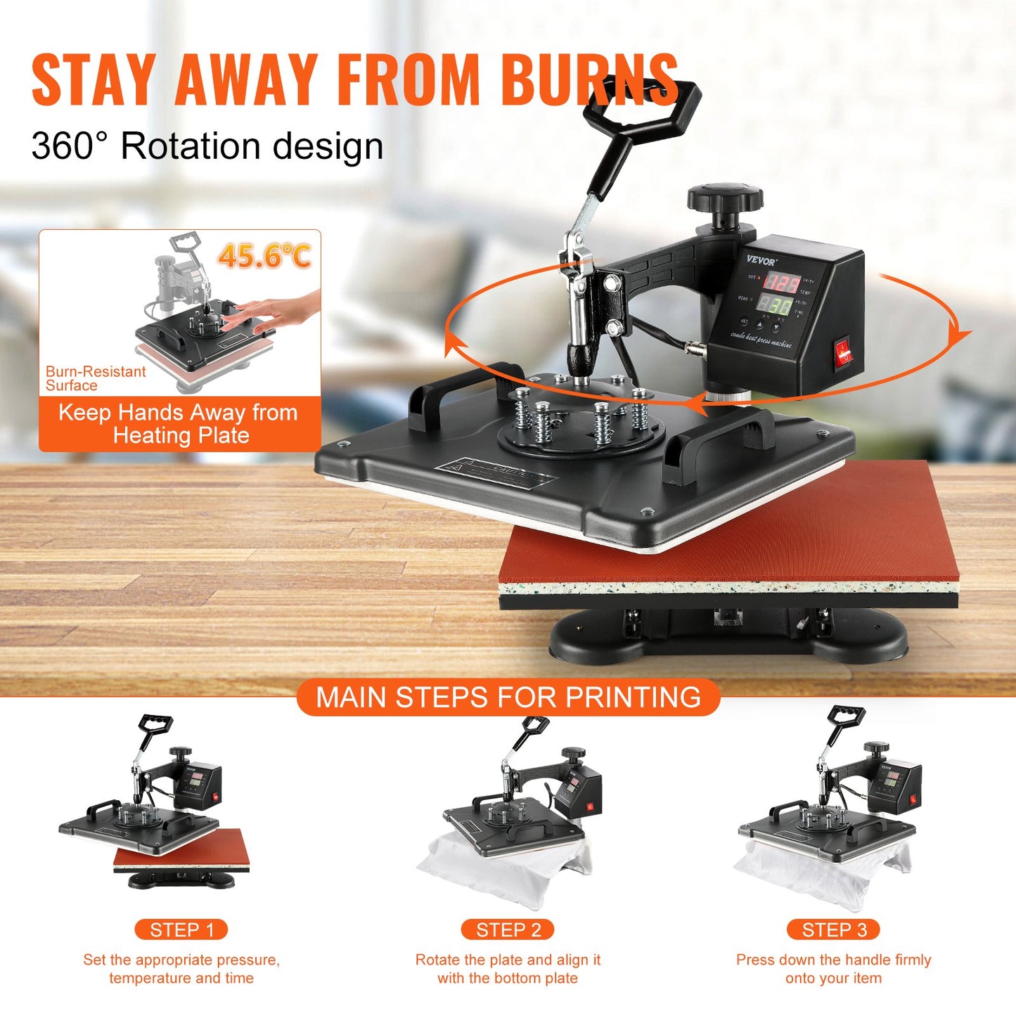 Máquina de Transferência Térmica 8 em 1 VEVOR 380x300mm