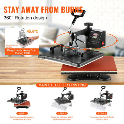 Máquina de Transferência Térmica 8 em 1 VEVOR 380x300mm