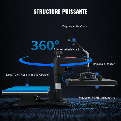 Prensa Térmica 5 em 1 VEVOR Digital 1250W