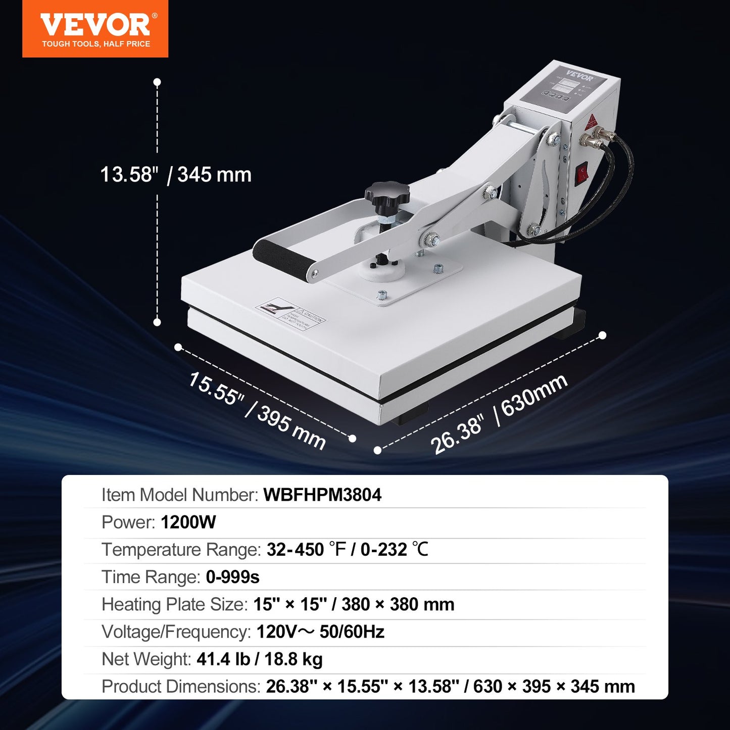 Prensa Térmica VEVOR 380x380mm para Sublimação