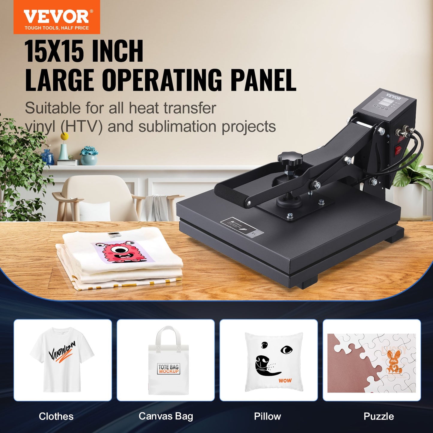 Prensa Térmica VEVOR 380x380 mm para Sublimação