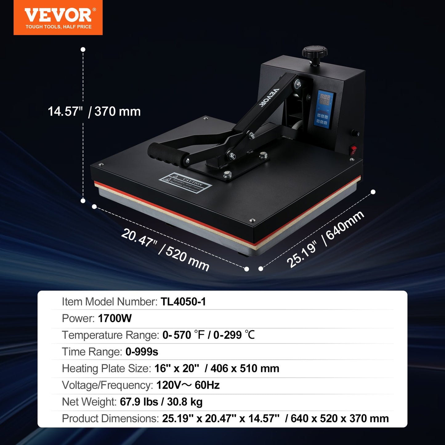 Prensa Térmica VEVOR 40x51 cm para Sublimação