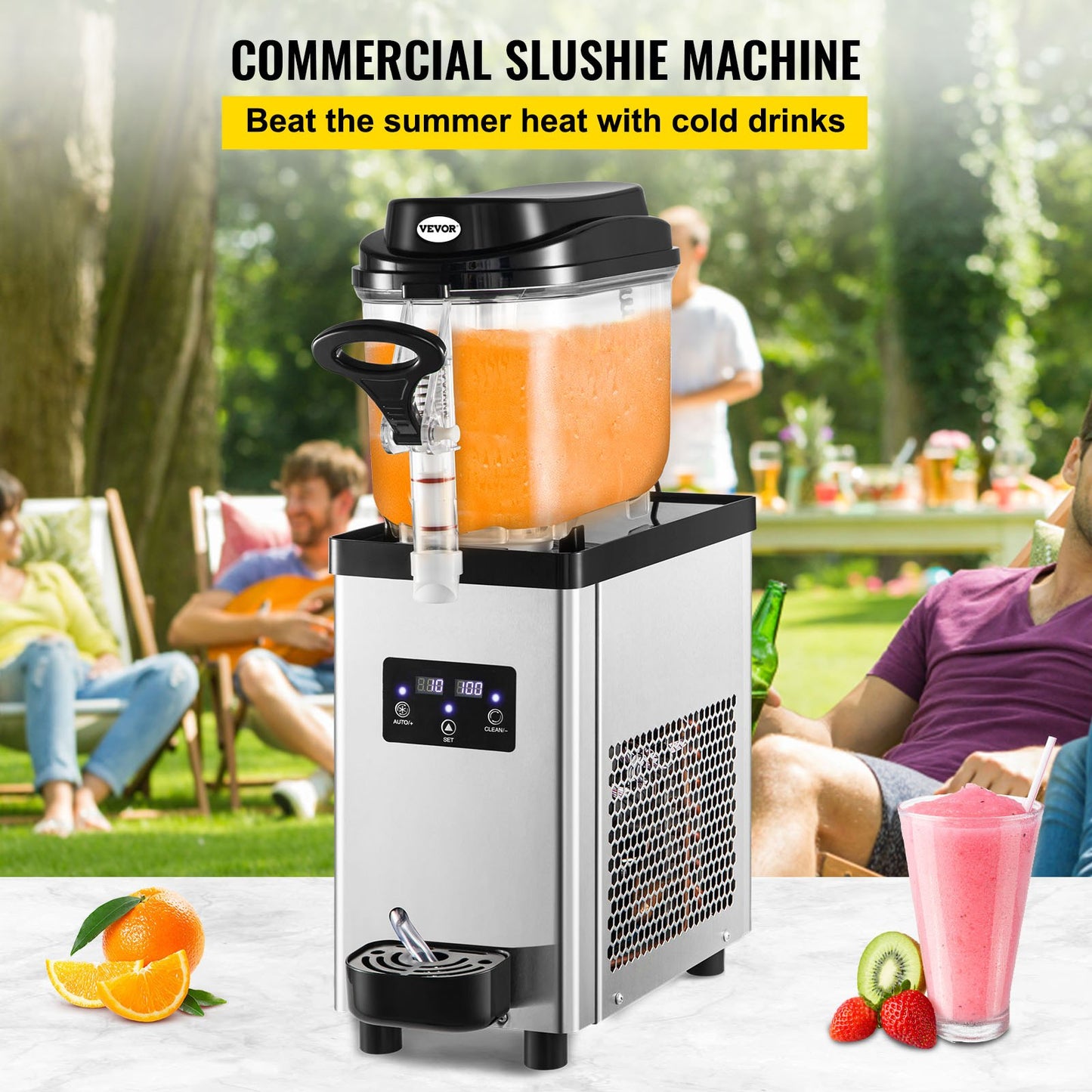 Máquina Slushy Comercial VEVOR 6L em Aço Inoxidável