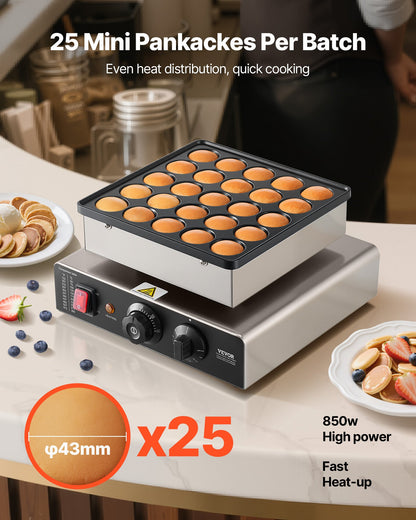 Mini Máquina de Panquecas VEVOR 25 Unidades - Aço Inox