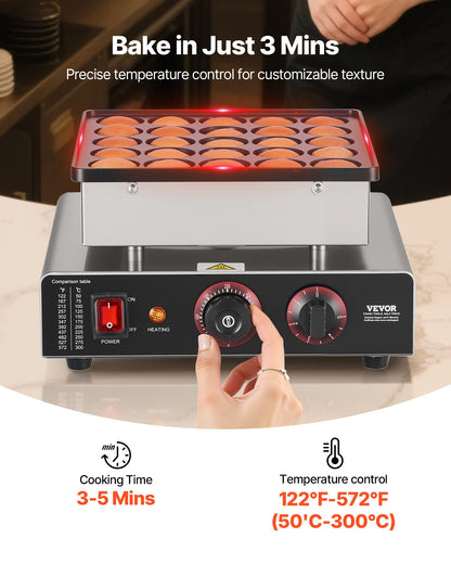 Mini Máquina de Panquecas VEVOR 25 Unidades - Aço Inox