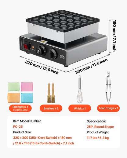 Mini Máquina de Panquecas VEVOR 25 Unidades - Aço Inox