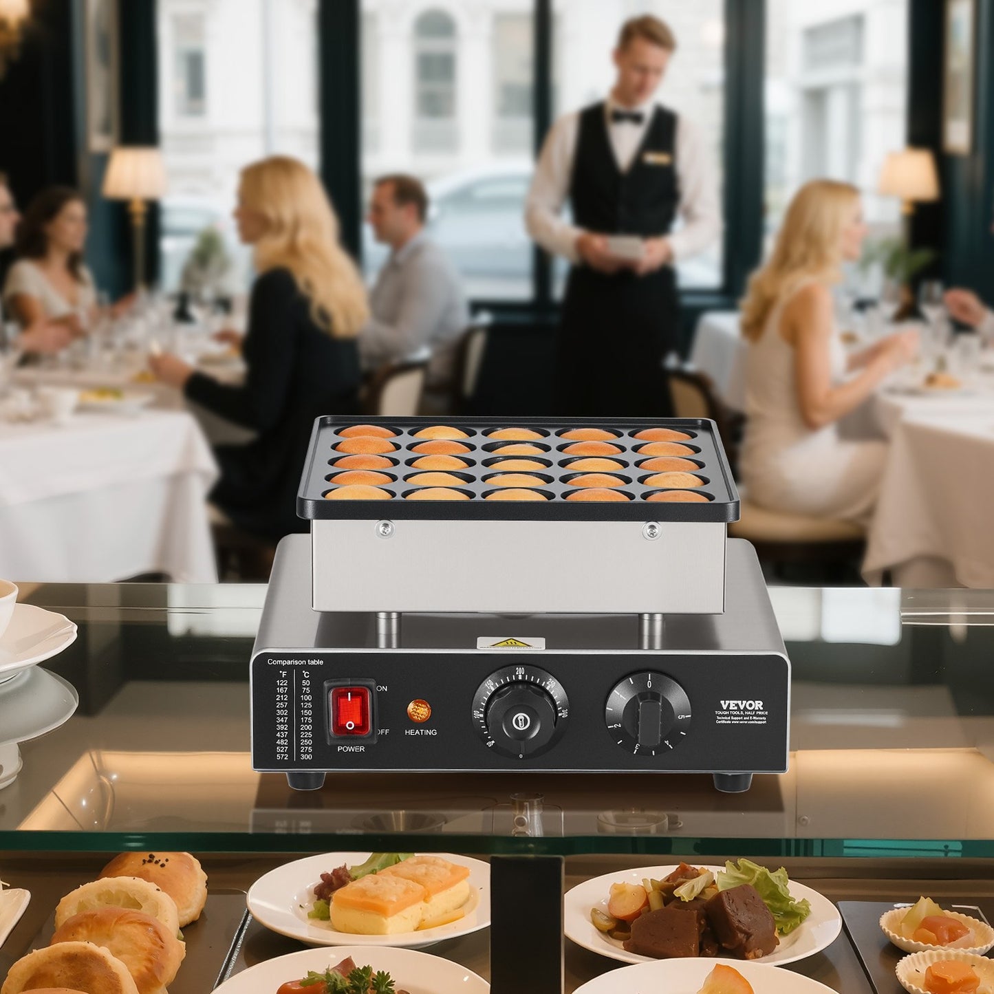 Mini Máquina de Panquecas VEVOR 25 Unidades - Aço Inox