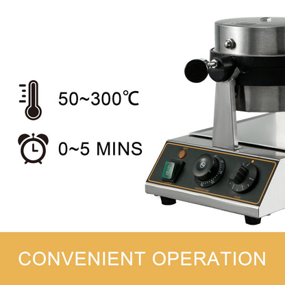 Máquina de Waffles Elétrica Rotativa Profissional Vevor