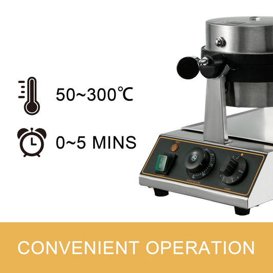 Máquina de Waffles Elétrica Rotativa Profissional Vevor