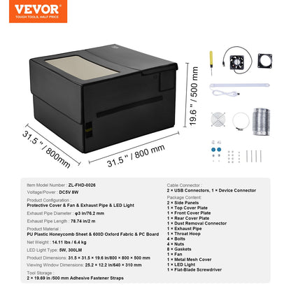 Proteção para Gravadora Laser VEVOR 800x800x500mm