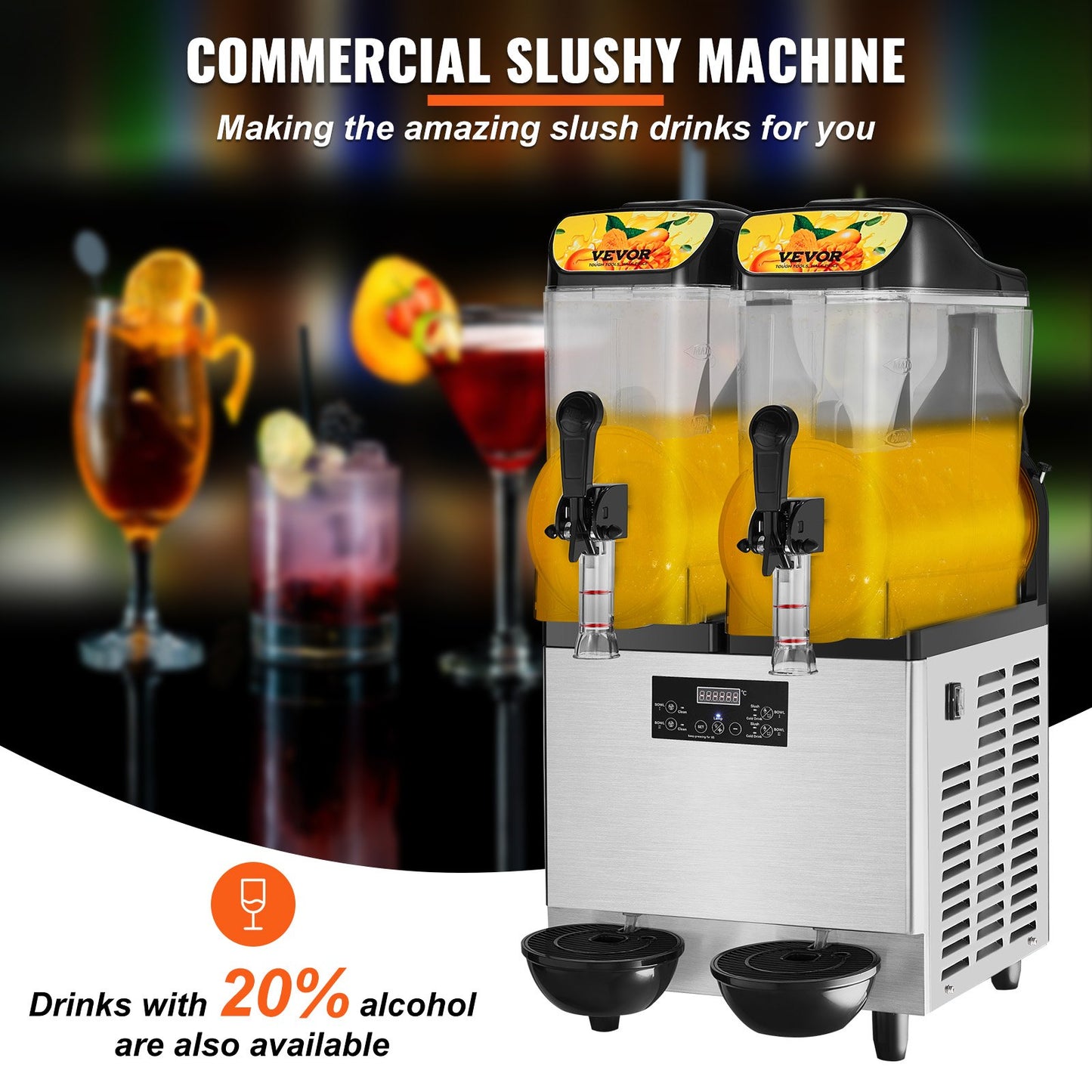 Máquina Slushy Comercial VEVOR 24L Dupla