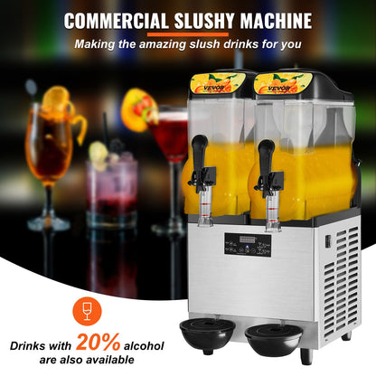 Máquina Slushy Comercial VEVOR 24L Dupla