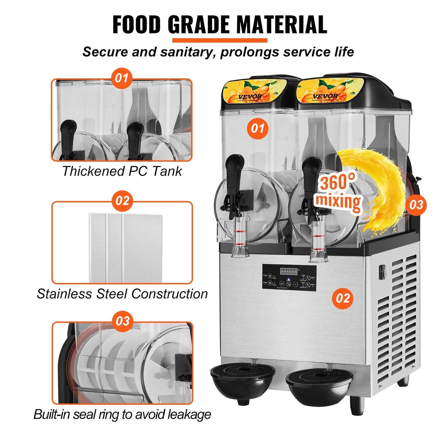 Máquina Slushy Comercial VEVOR 24L Dupla