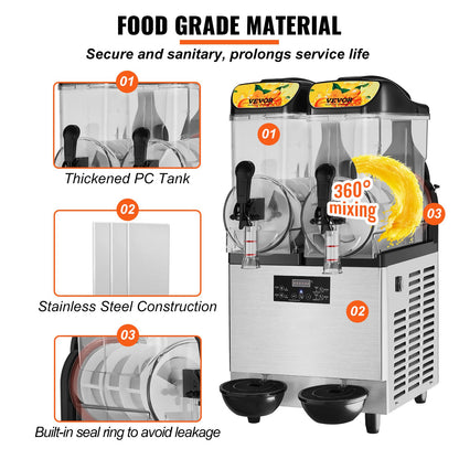 Máquina Slushy Comercial VEVOR 24L Dupla