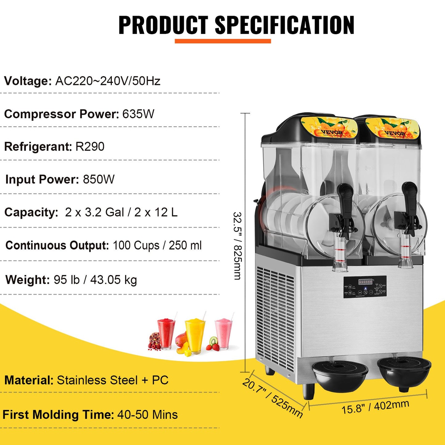 Máquina Slushy Comercial VEVOR 24L Dupla