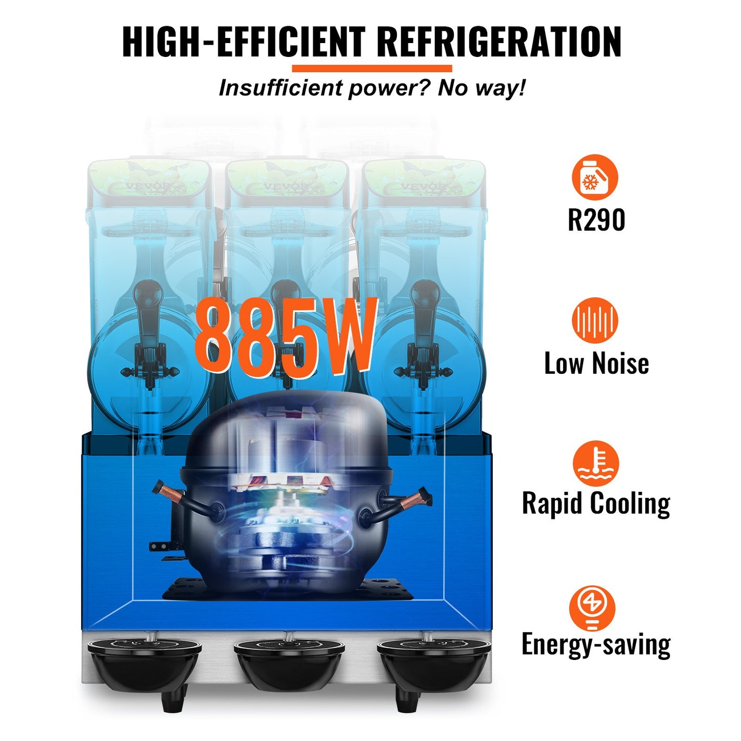 Máquina Slushy Comercial 3x12L Aço Inoxidável 220V
