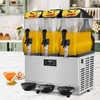 Máquina Slushy Comercial 3x12L Aço Inoxidável 220V