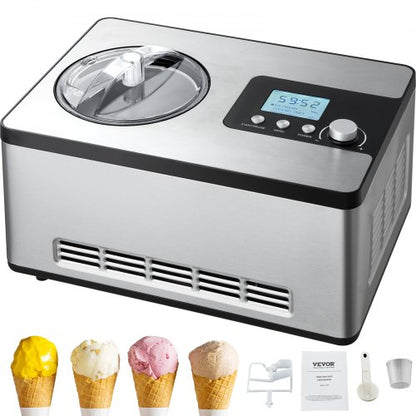 Máquina Automática Gelados 1.9L VEVOR Elétrica Prateada